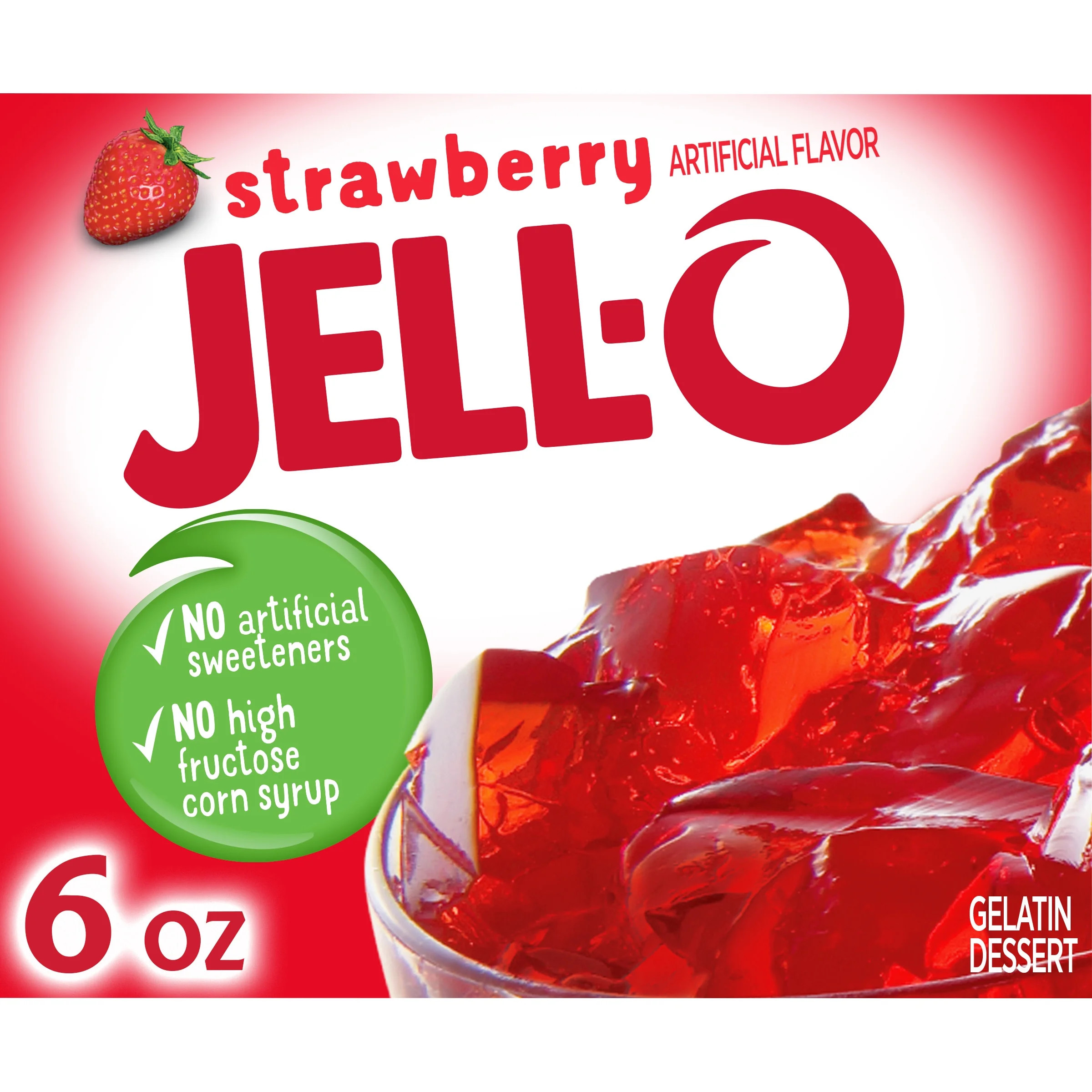 Jell-O Strawberry Gelatin Dessert Mix, 6 oz. Box | Walmart (US)
