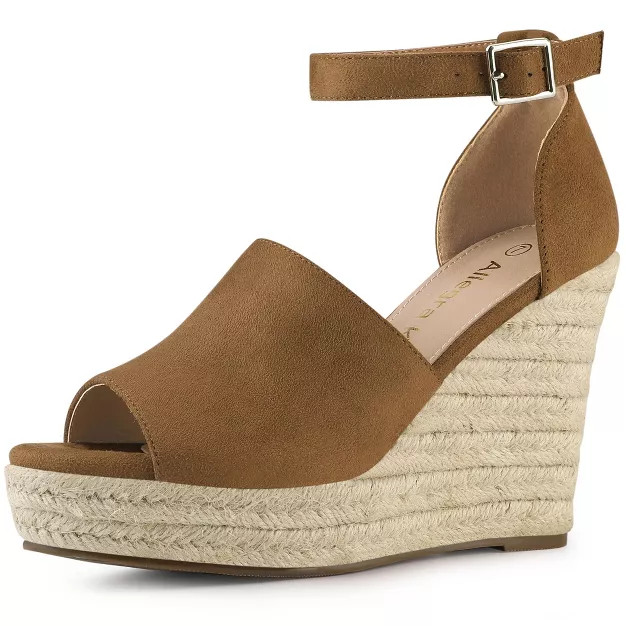 Allegra K Women's Faux Suede Wood Platform Heels Wedge Sandals | Target