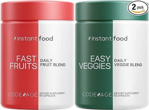 Instantfood Easy Veggies + Fast Fruits Vitamins Bundle, 30+ Daily Vegetables & Fruits, Whole Food... | Amazon (US)