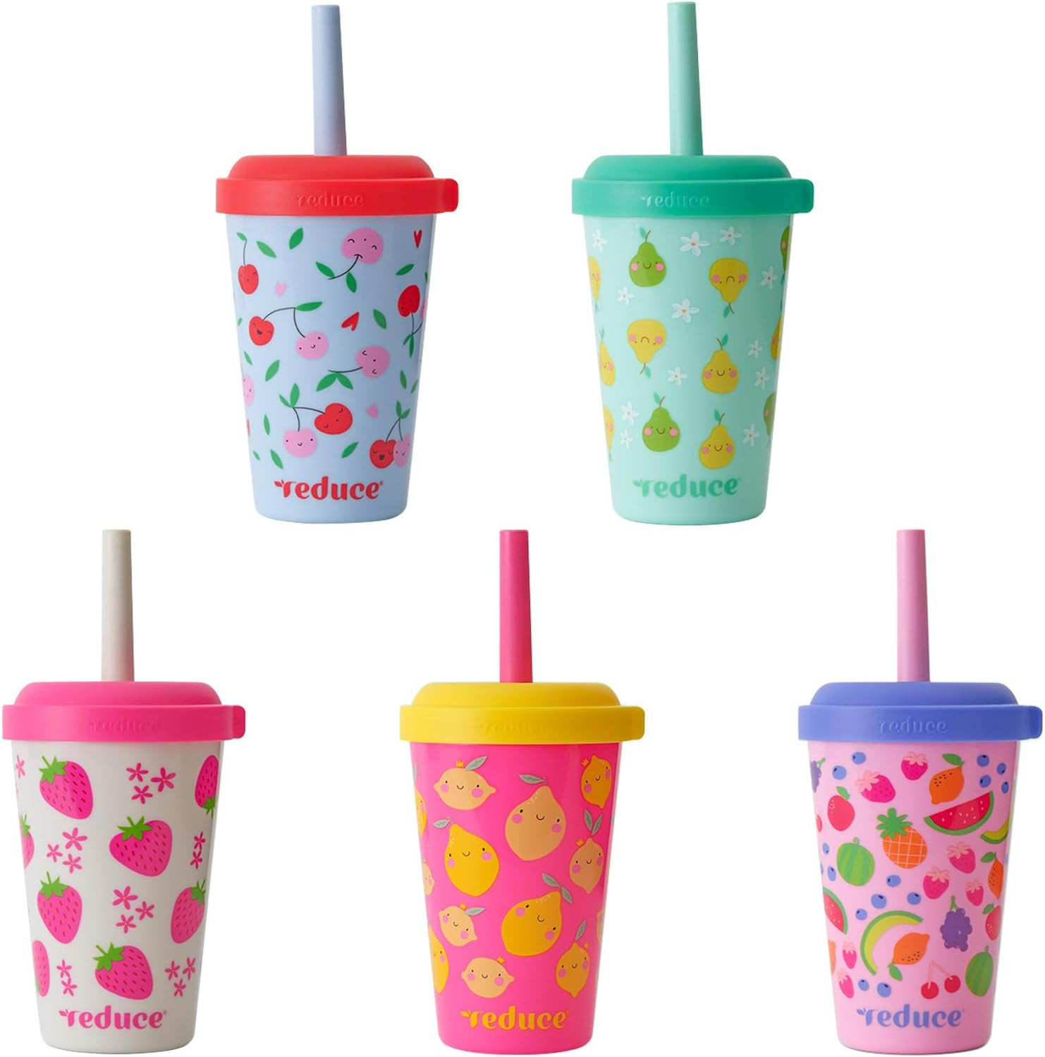 REDUCE GoGo's Kids 5-Pack 12oz Tumbler Cups with Lids & Spill-Proof Straws | Amazon (US)