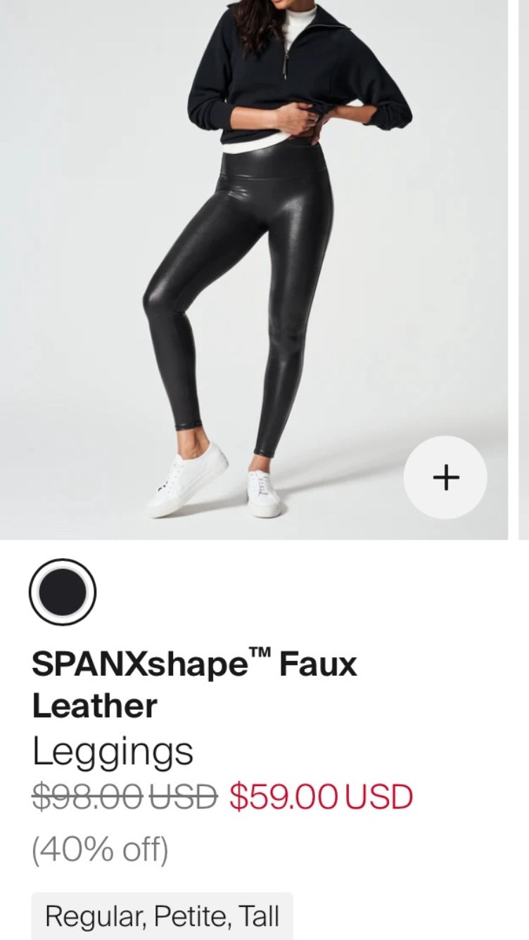 Spanx leggings on sale for $36.
Spanx faux leather leggings !