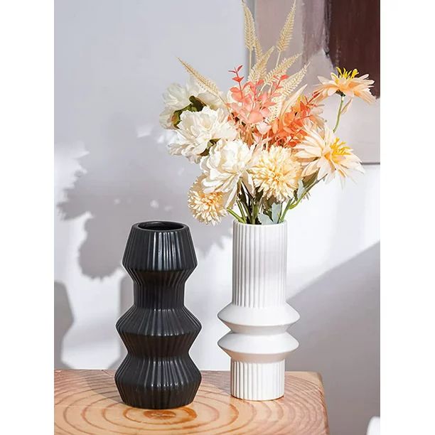 Teresa's Collections 8.4"H Modern Ceramic Vases for Home Decor, Black and White Decorative Vases ... | Walmart (US)