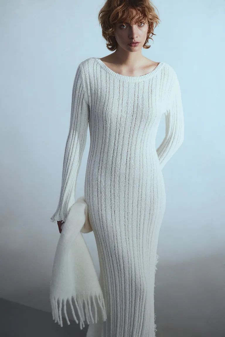 Frayed-edge Rib-knit Dress | H&M (US + CA)