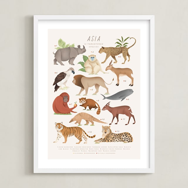 "Asia, endangered animals" - Open Edition Children's Art Print by Sabrin Deirani. | Minted