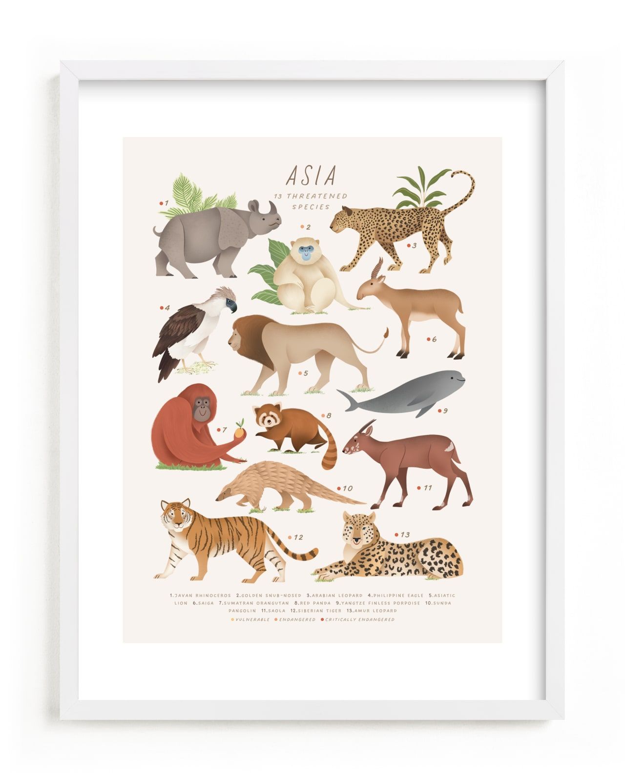 "Asia, endangered animals" - Open Edition Children's Art Print by Sabrin Deirani. | Minted
