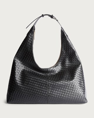 SACHA Faux Leather Woven Shoulder Bag in Black | Tesco F&F