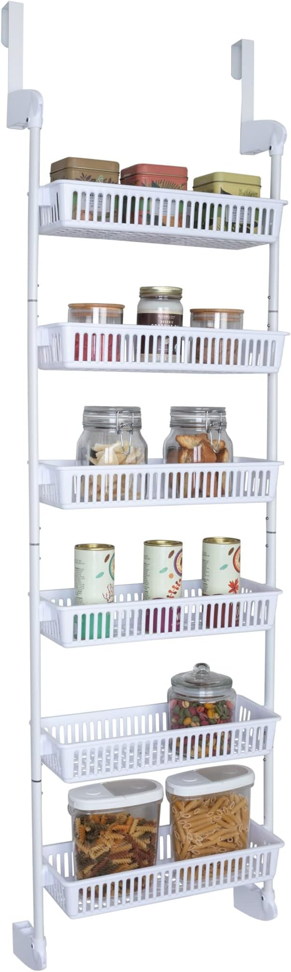 Smart Design Over The Door Pantry Organizer Rack w/ 6 Baskets - Steel & Resin Construction w/ Hoo... | Amazon (US)