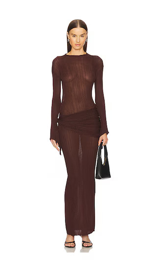 Steren Dress in Chocolate Dress Chocolate Brown Dress Long Sleeve Brown Dress With Sleeves | Revolve Clothing (Global)