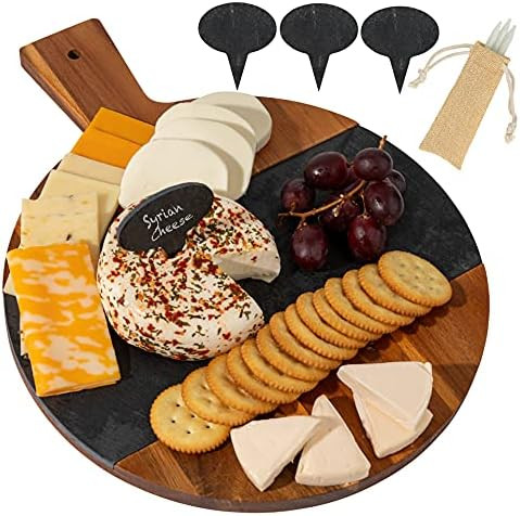 Charmont large acacia wood & slate charcuterie board and cheese board set: perfect for serving ch... | Amazon (US)