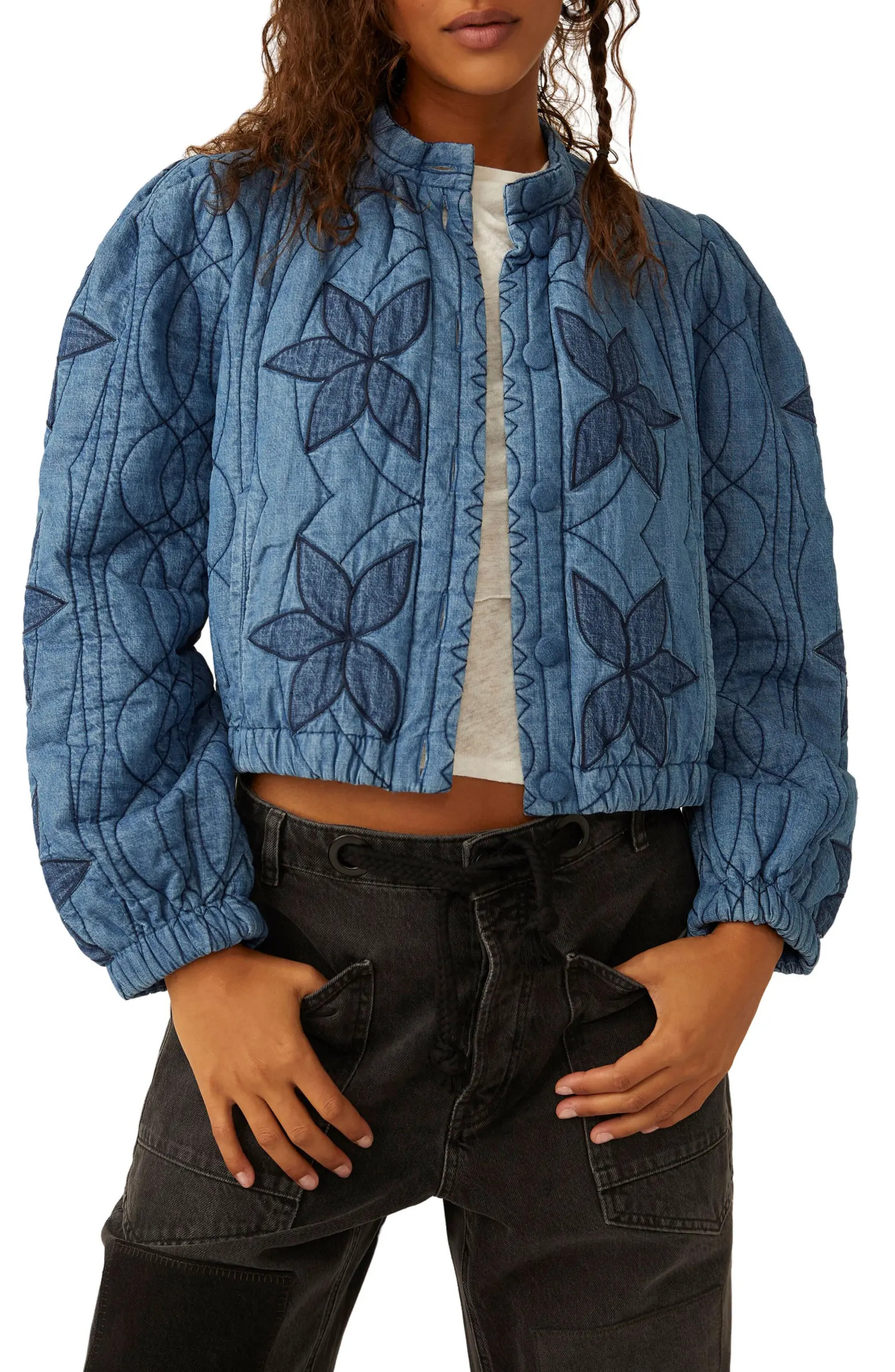 Free People Quinn Quilted Cotton Denim Jacket | Nordstrom | Nordstrom