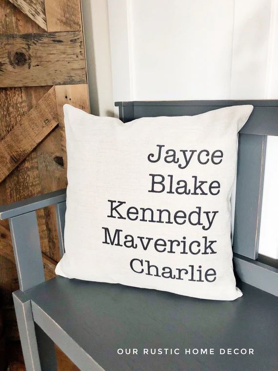 Personalized Family Names Throw Pillow Cover - Farmhouse Custom Cover Kids Grandkids Gift for Mom... | Etsy (UK)