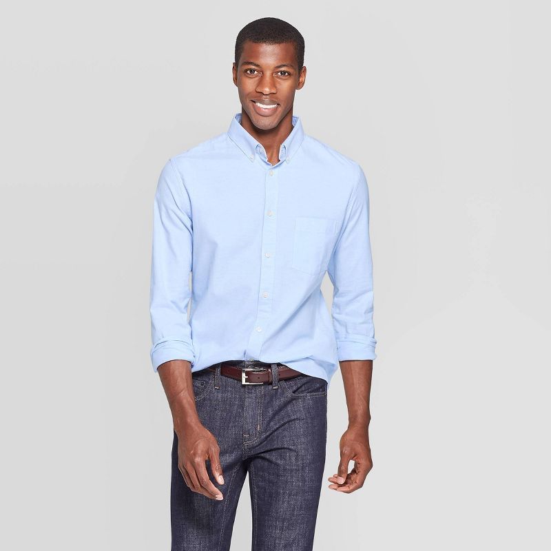 Men's Slim Fit Stretch Oxford Long Sleeve Button-Down Shirt - Goodfellow & Co™ | Target
