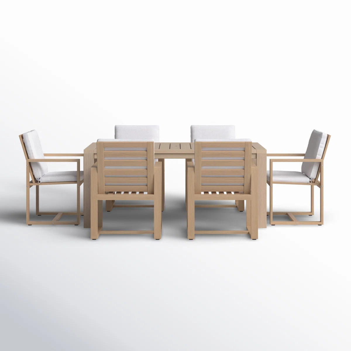 Joly 6 - Person Acacia Wood Patio Dining Set with Rectangular Table , Cushions Included | Wayfair North America