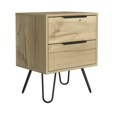 Light Oak 2-Drawer Nightstand And End Table With Four Legs | Wayfair North America