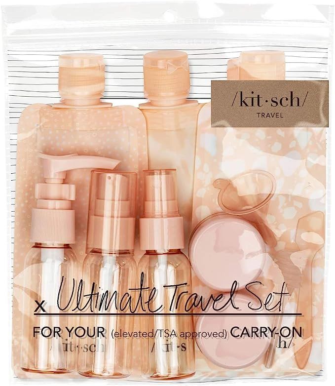 Kitsch Ultimate Travel Bottles Set, Travel Containers, Carry on, TSA approved - 11pcs (Peach) | Amazon (US)