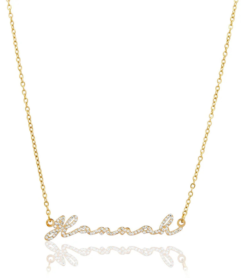 Crystal Signature Name Necklace (Gold) | Abbott Lyon