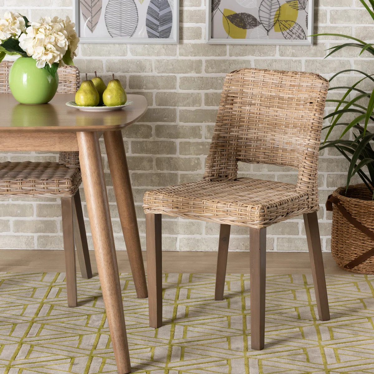 Bayou Breeze Enver Modern Bohemian  Rattan and Wood Dining Chair & Reviews | Wayfair | Wayfair North America