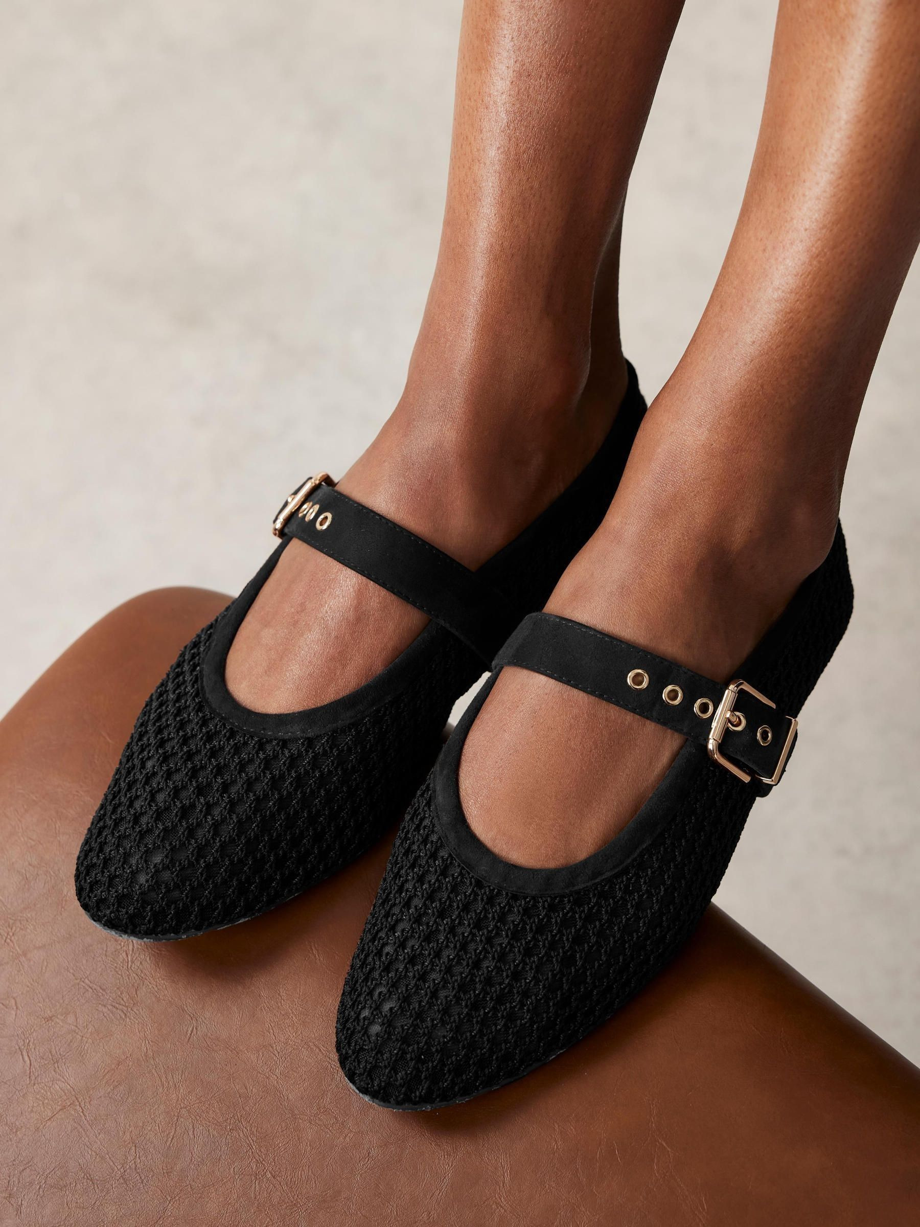 Buy Mint Velvet Black Trixie Mesh Ballet Flat Pumps from Next Ireland | Next EU