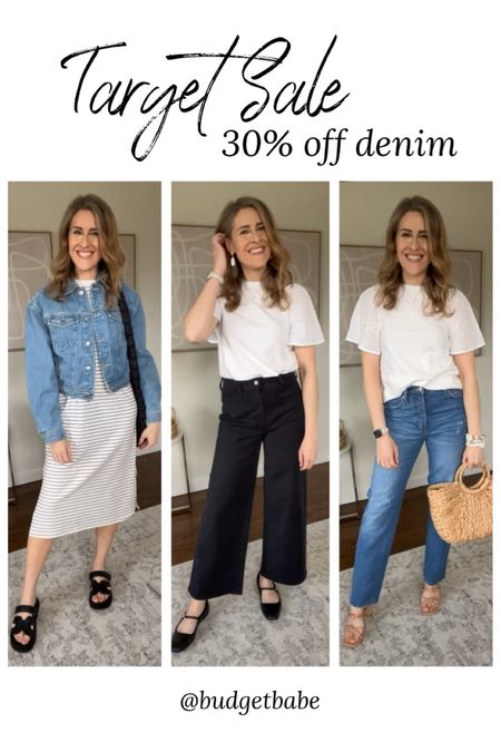 Today only! 30% off denim during Target Circle Week sale. Wearing my tts small in the jacket, size 6 in these wide leg jeans and straight leg jeans. Great capsule wardrobe pieces.

#LTKsalealert #LTKxTarget #LTKfindsunder50