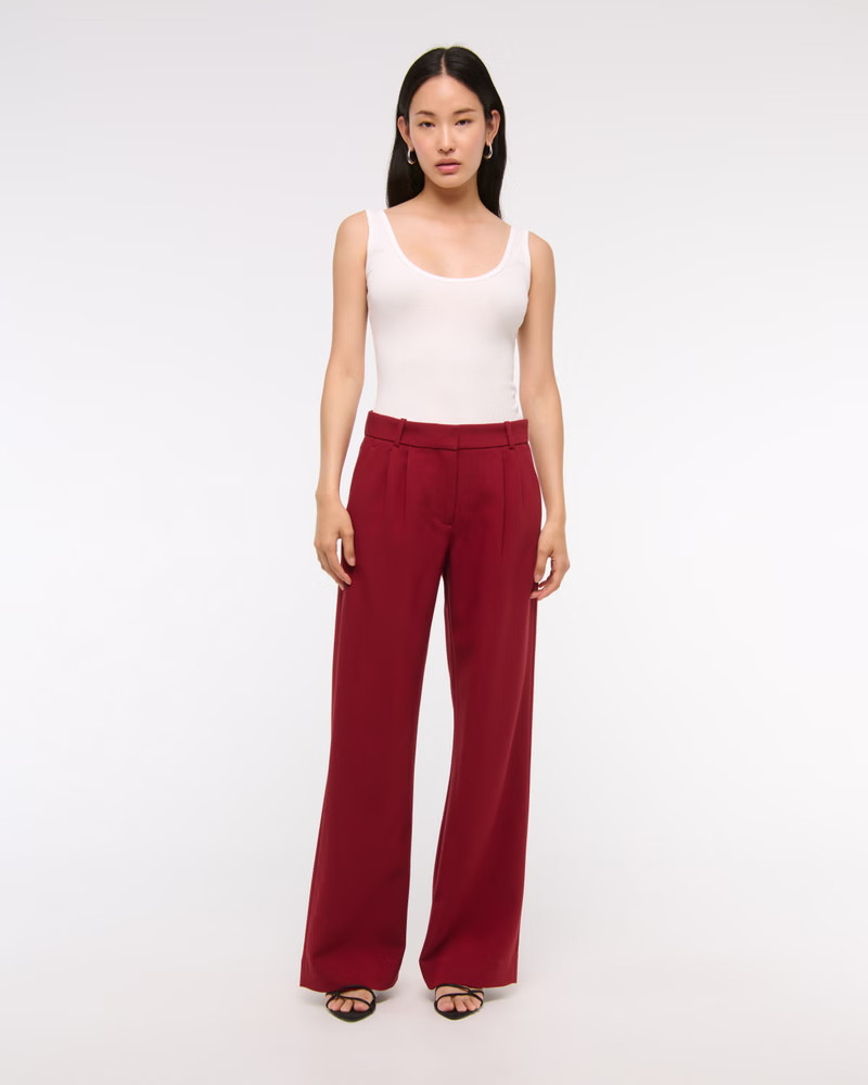 Women's A&F Sloane Low Rise Tailored Wide Leg Pant | Women's Bottoms | Abercrombie.com | Abercrombie & Fitch (US)