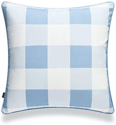 Hofdeco Coastal Patio Indoor Outdoor Pillow Cover ONLY for Backyard, Couch, Sofa, Baby Blue Buffalo  | Amazon (US)