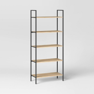 72" Loring 5 Shelf Ladder Bookshelf Vintage Oak - Threshold™: Metal Frame, Open Back Design | Target