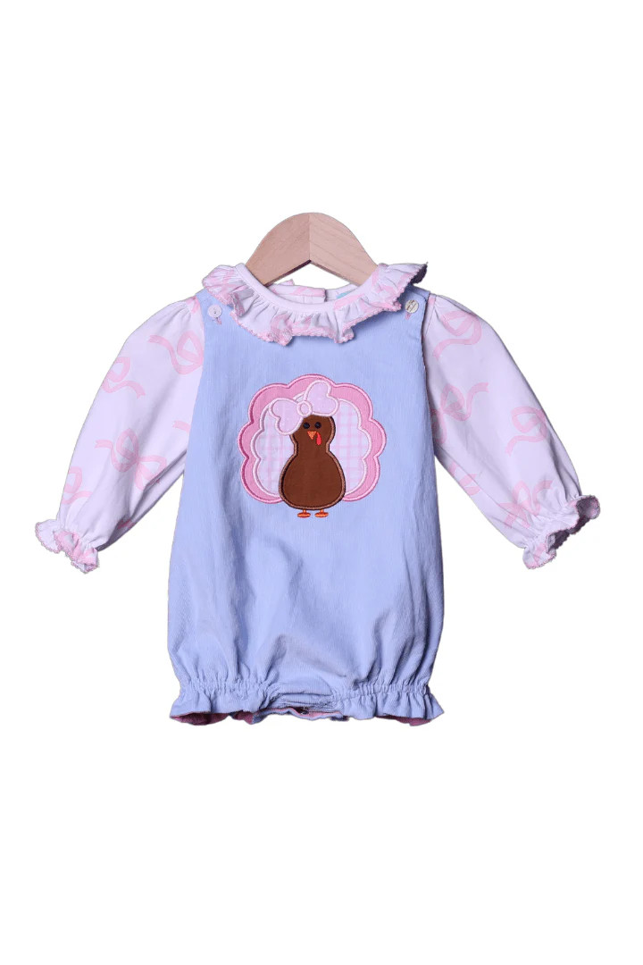 Applique Reversible Turkey/Christmas Tree Corduroy Bubble Set | The Smocked Flamingo