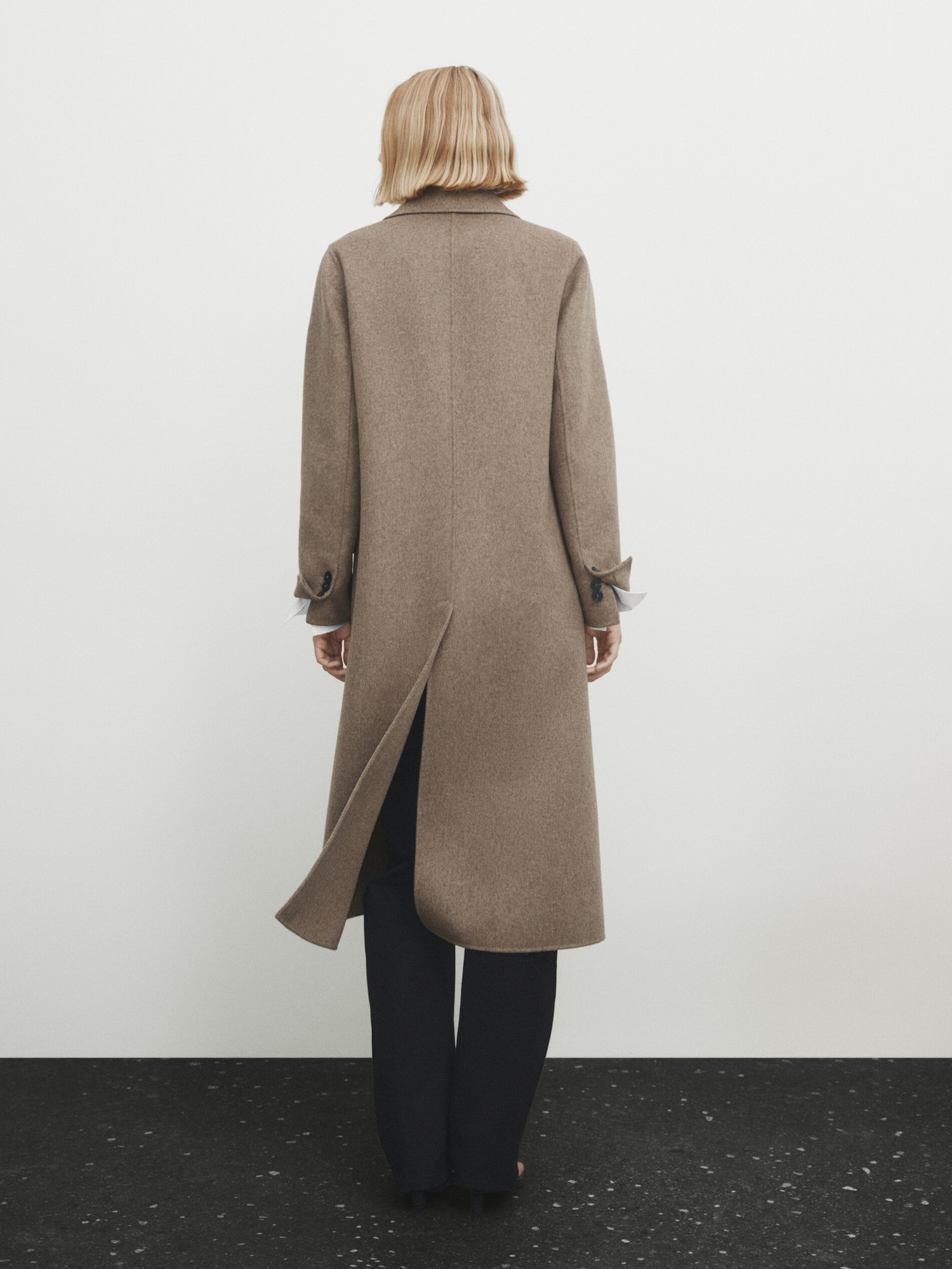 Long wool blend double-breasted coat | Massimo Dutti UK