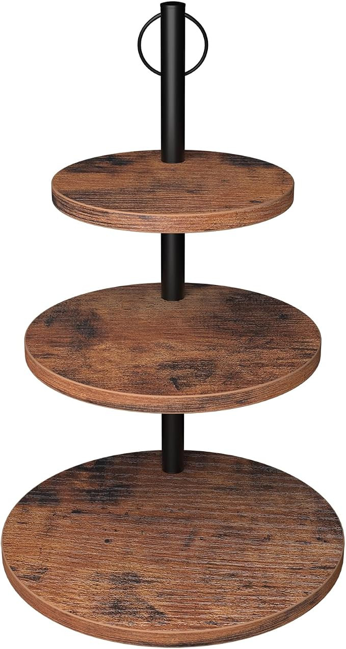 Cupcake Stand, 3 Tier Cake Stands Rustic Wood Cupcake Tower Round Tiered Tray Stand for Dessert T... | Amazon (US)
