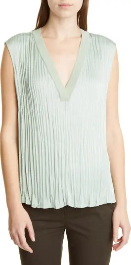 Crushed Sleeveless Double V-Neck Blouse | Nordstrom