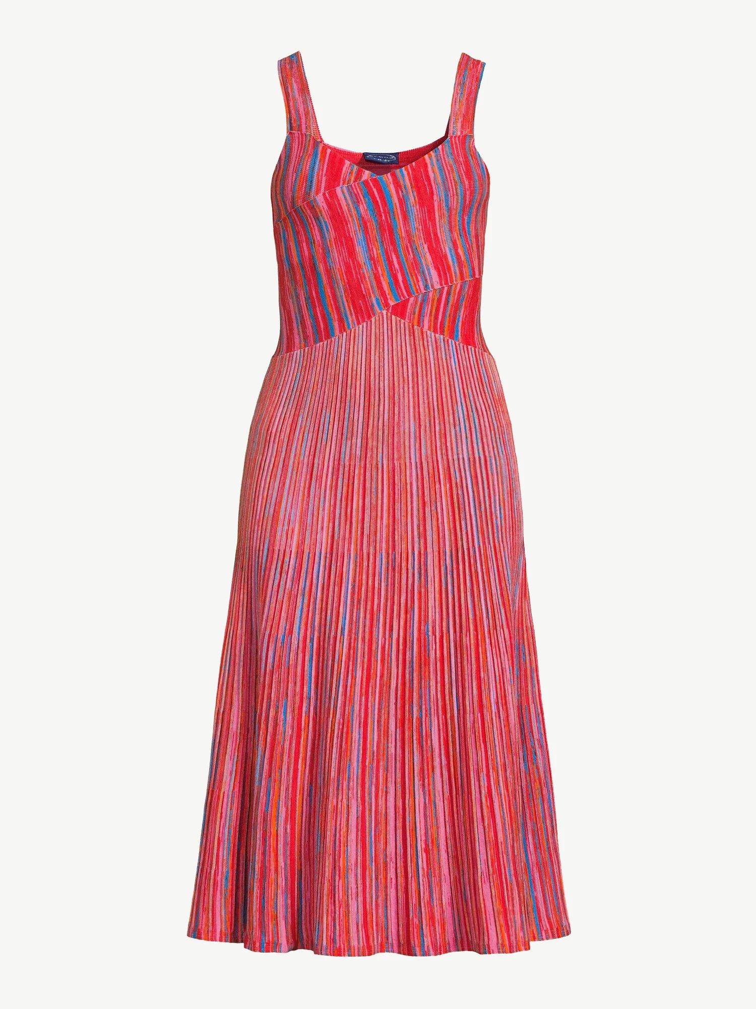 Scoop Women's Micro Stripe Midi Dress - Walmart.com | Walmart (US)