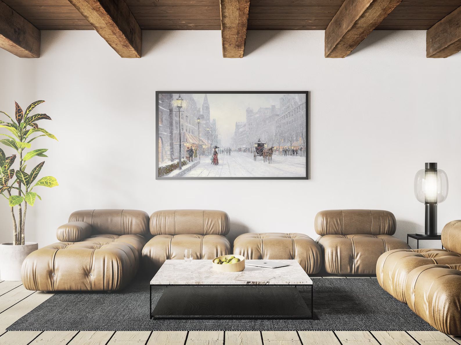 Samsung Frame TV Art Christmas Winter Oil Landscape Snow in - Etsy | Etsy (US)