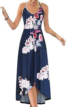 KILIG Women's V Neck Sleeveless Casual Summer Sundresses Asymmetrical Patchwork Floral Maxi Dress... | Amazon (US)