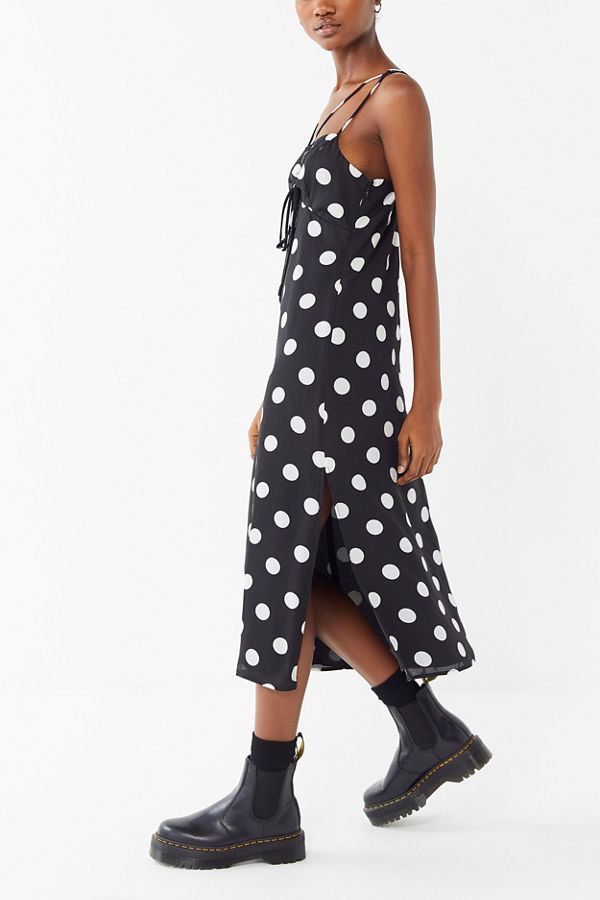 UO Polka Dot Strappy Cinched Slip Dress | Urban Outfitters (US and RoW)