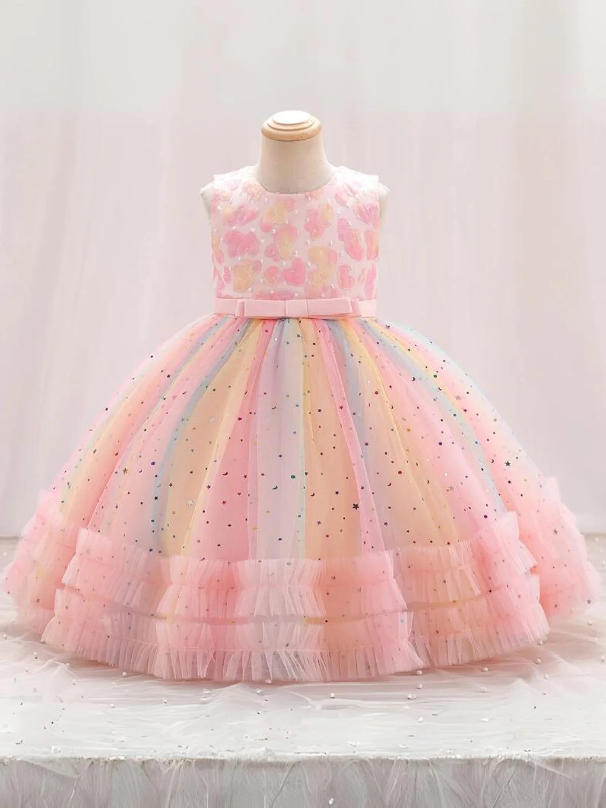 Twinkle and Twirl Sequined Rainbow Special Occasion Dress | Mia Belle Girls