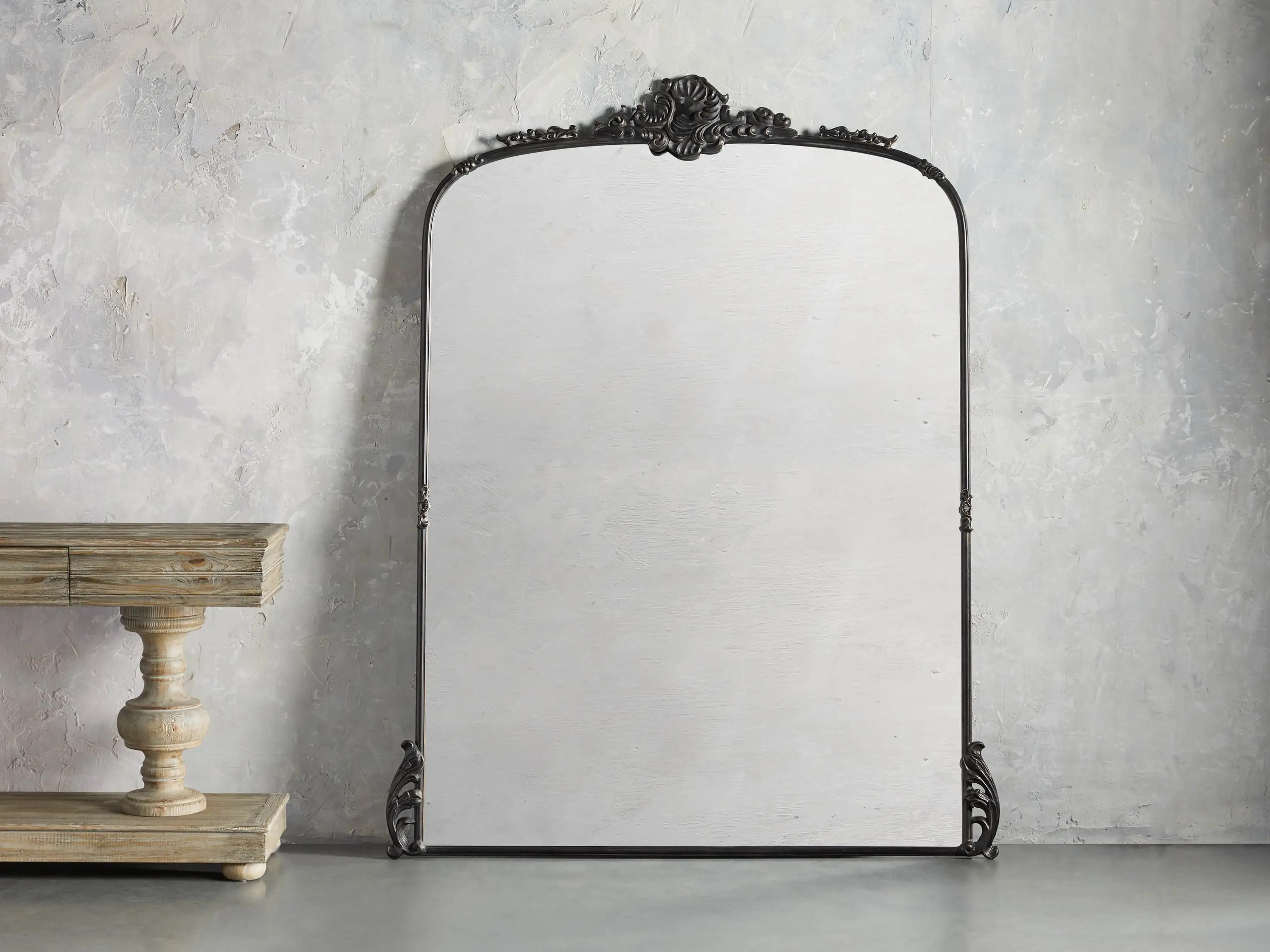 Amelie 84"" Floor Mirror In Black | Arhaus