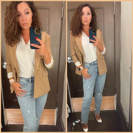 My blazer is finally restocked in all three colors! Double breasted blazers are very much in this year and this is a great option! 

#LTKworkwear #LTKstyletip