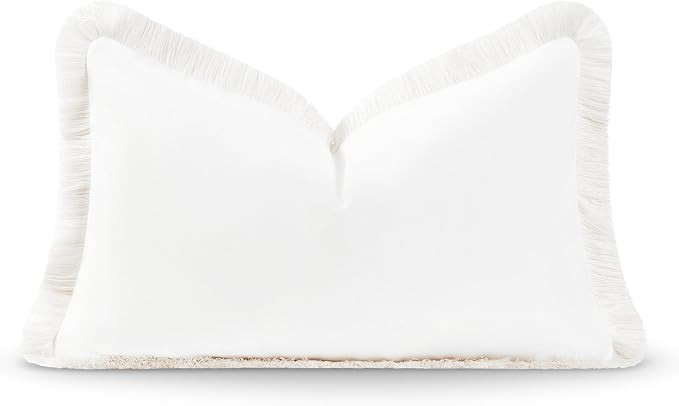 Hofdeco Premium Patio Indoor Outdoor Lumbar Pillow Cover Only, 12"x20", Water Resistant, Solid wi... | Amazon (US)