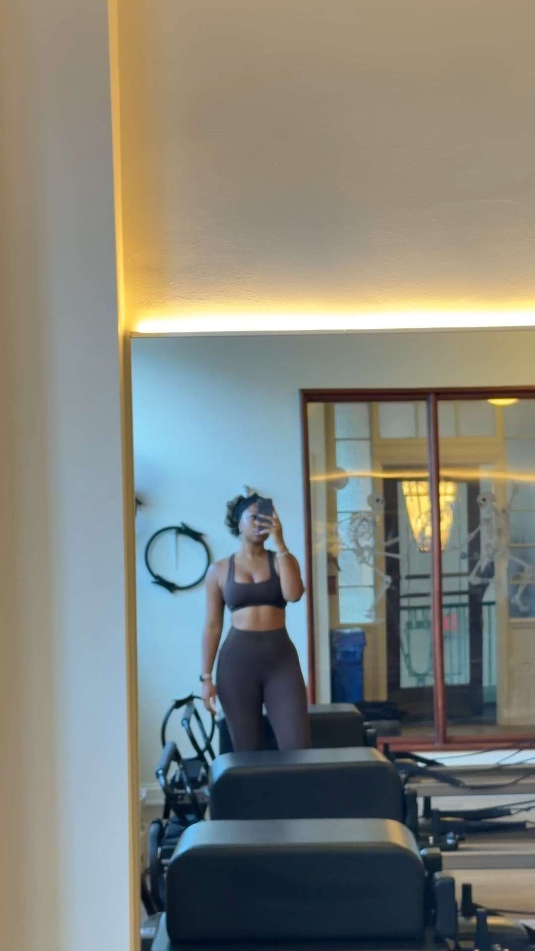 Pilates ootd!! Medium top and large bottom. My set is from Athleta! And I also own a more affordable option from Amazon. Love both 

#LTKActive #LTKMidsize #LTKTall