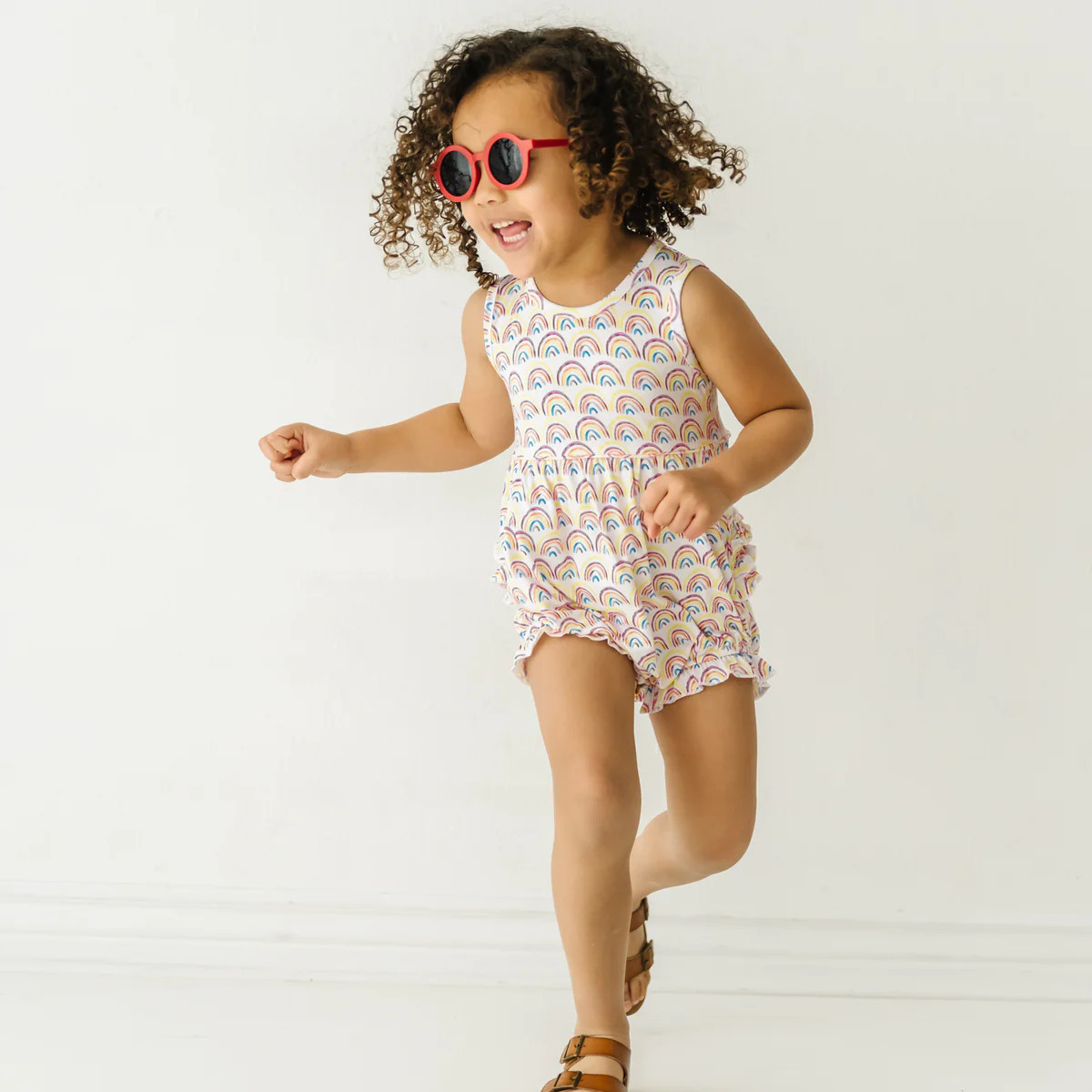 Pastel Rainbows Bubble Romper | Little Sleepies