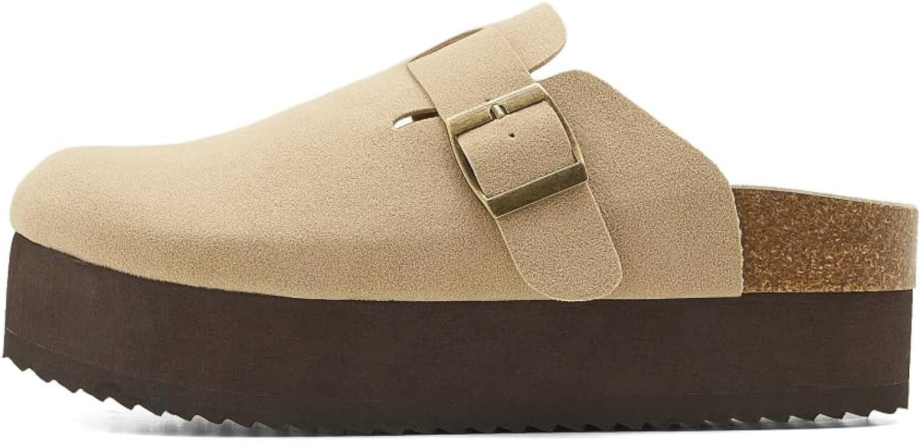 Suede Clogs for Women Cork Footbed Platform Clog Closed Toe Casual Mules Adjustable Buckle Comfor... | Amazon (US)