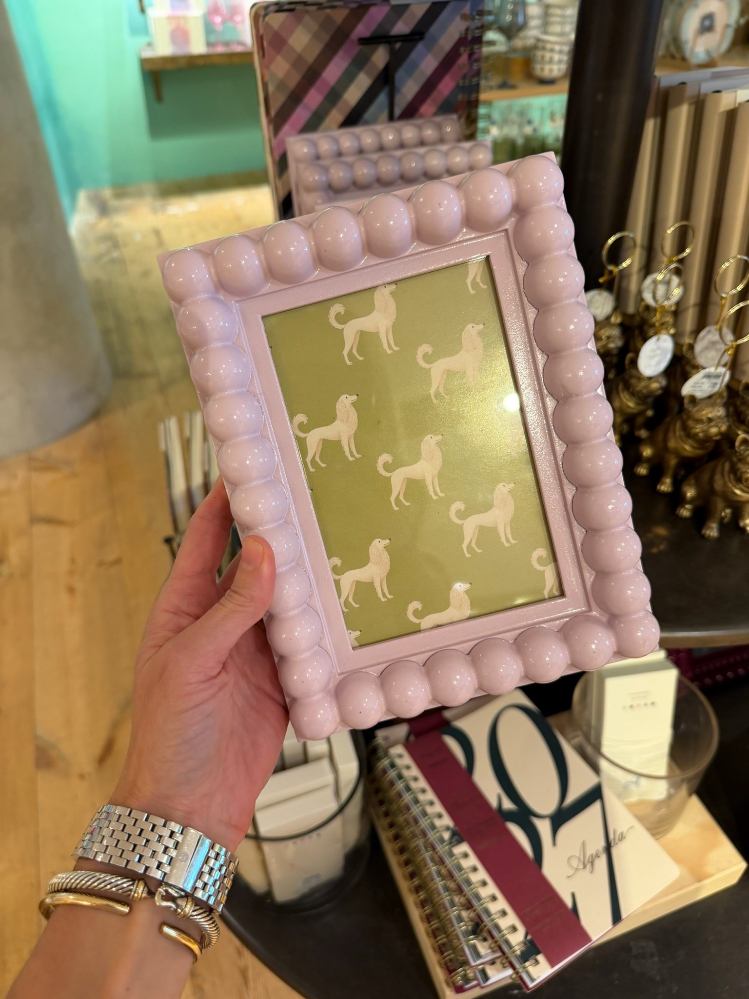 This pink bubble picture frame is such a cute way to add personality to a bookshelf, nightstand, or desk. It also makes a thoughtful gift paired with a favorite photo.