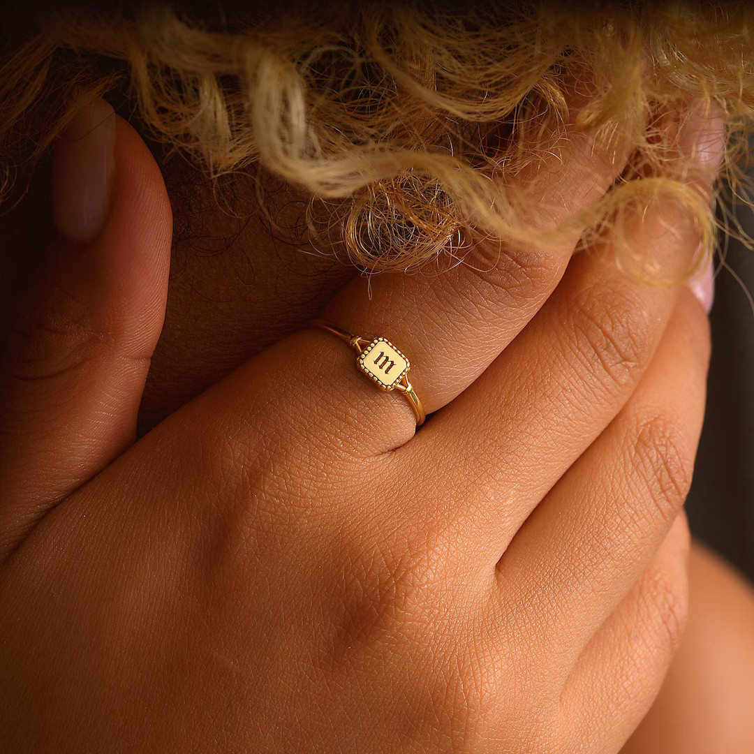 Personalized Pinky Signet Ring Initial Ring for Women Gold filled and Silver | Etsy (US)