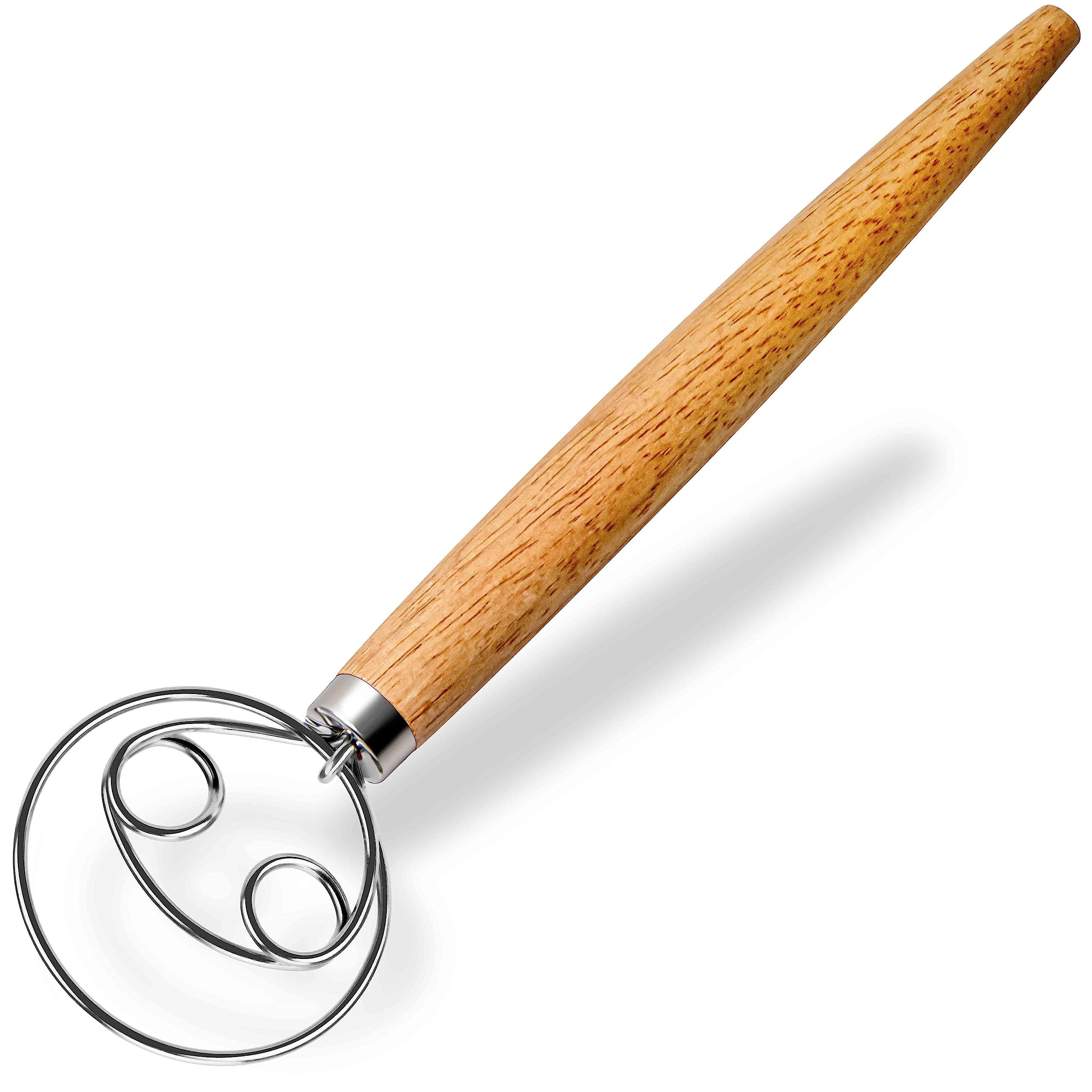 Maxjoy Danish Dough Whisk Wooden Bread Whisk with Stainless Steel Dough Hook - Traditional Dutch ... | Amazon (US)