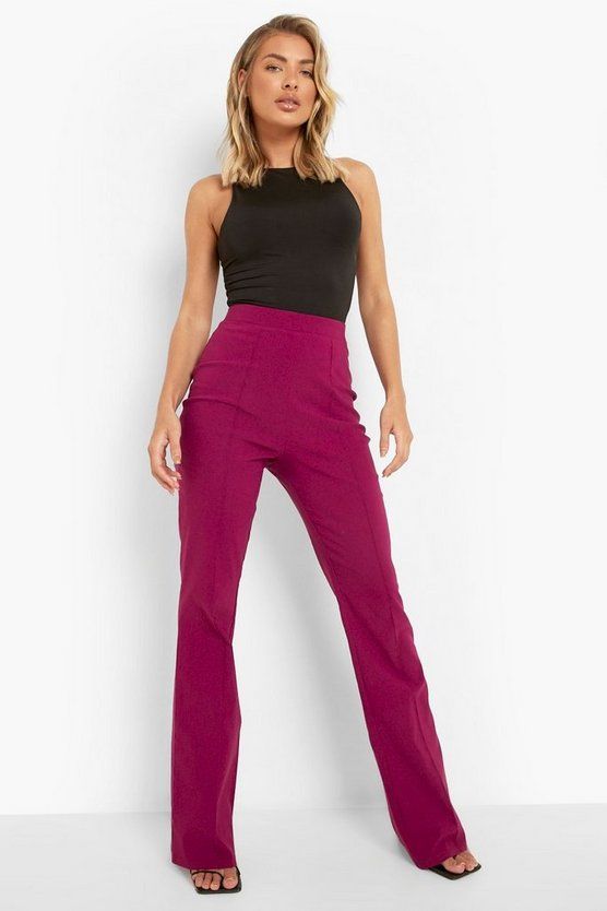 Super Stretch Seam Front Fit & Flare Trousers | Boohoo.com (UK & IE)