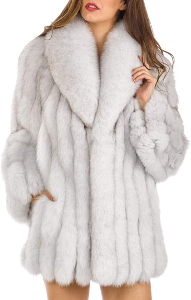 Tngan Womens Fuax Fur Coat Winter Warm Fluffy Faux Fur Parka Jacket Thick Plus Size Outerwear Ove... | Amazon (US)