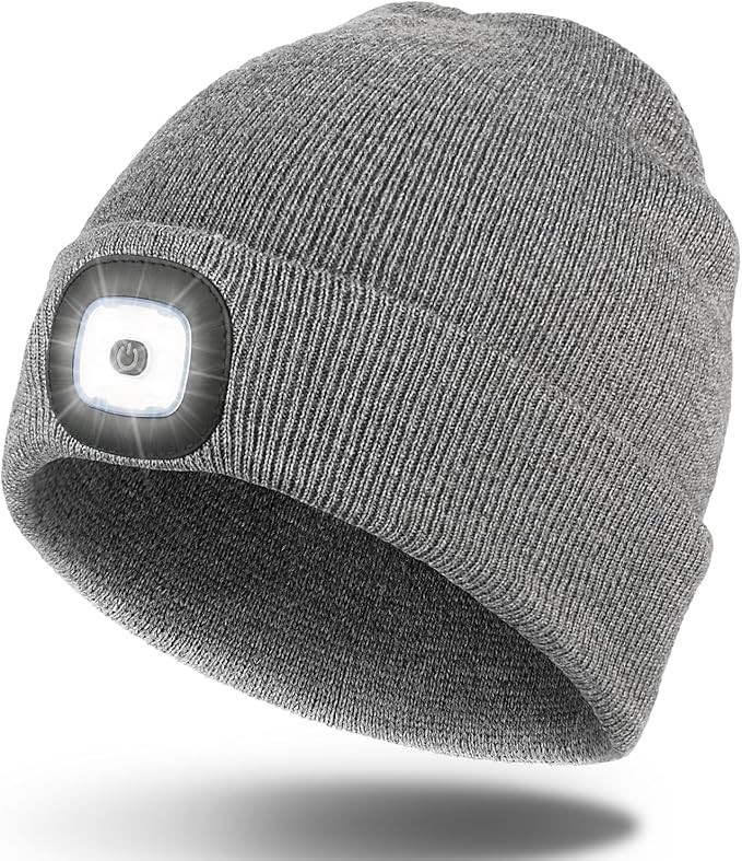 Unisex LED Beanie,USB Rechargeable Winter Flashlight,Christmas Beanie with a Light for Men | Amazon (US)