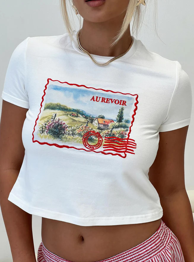 Au Revoir France Tee White | Princess Polly US