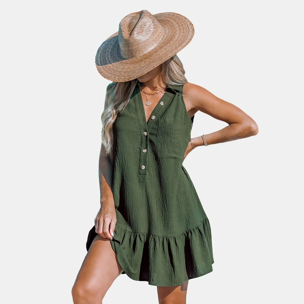 Women's V-Neck Ruffled Sleeveless Mini Dress - Cupshe | Target