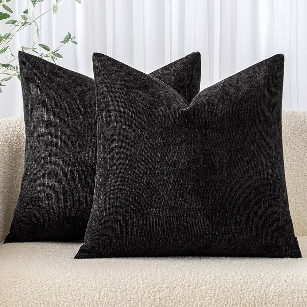 MIULEE Pack of 2 Decorative Throw Pillow Covers Soft Chenille Throw Pillows Solid Neutral Farmhou... | Amazon (US)